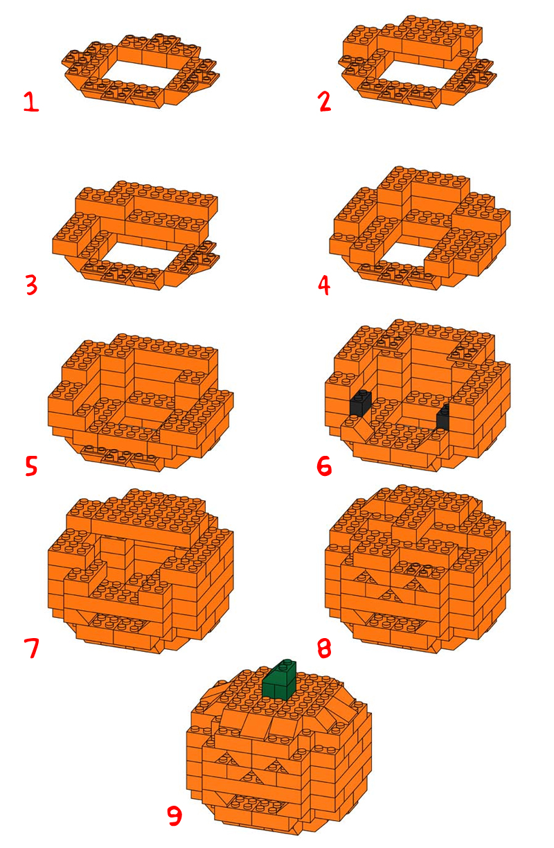 Illustration for article titled How To Build a 3D Lego Halloween Pumpkin